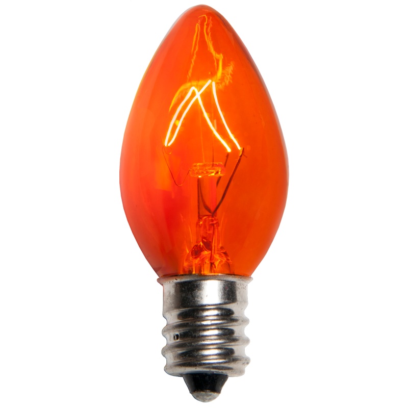 C7 Amber / Orange Triple Dipped Transparent Bulbs