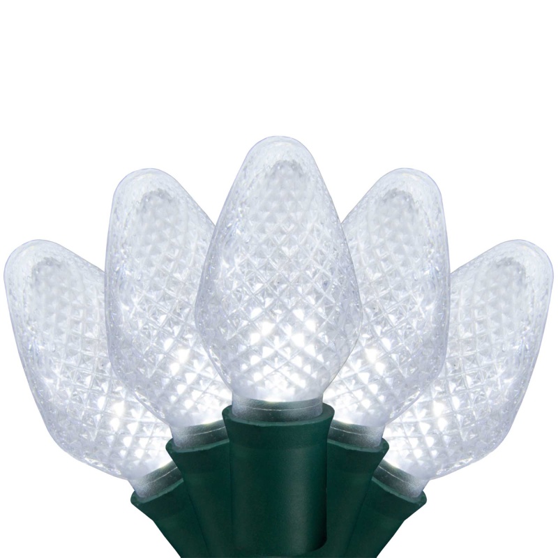 C7 Cool White Led Christmas Lights On Green Wire