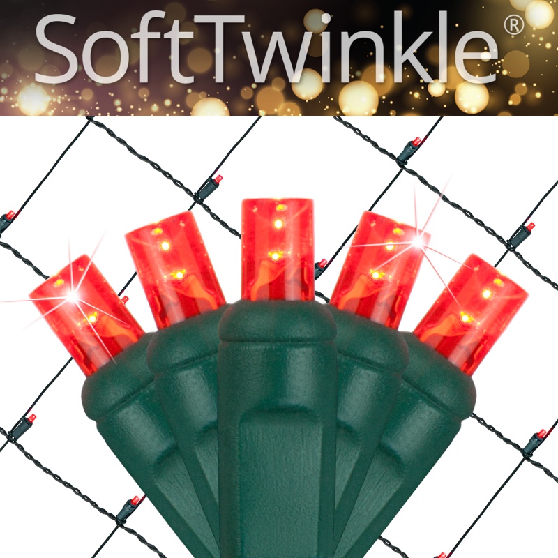 Red SoftTwinkle 5mm LED Christmas Net Lights