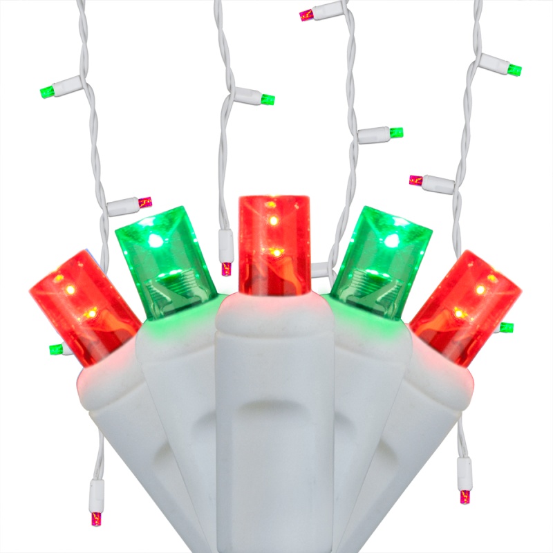 Green, Red 5Mm Led Icicle Lights On White Wire