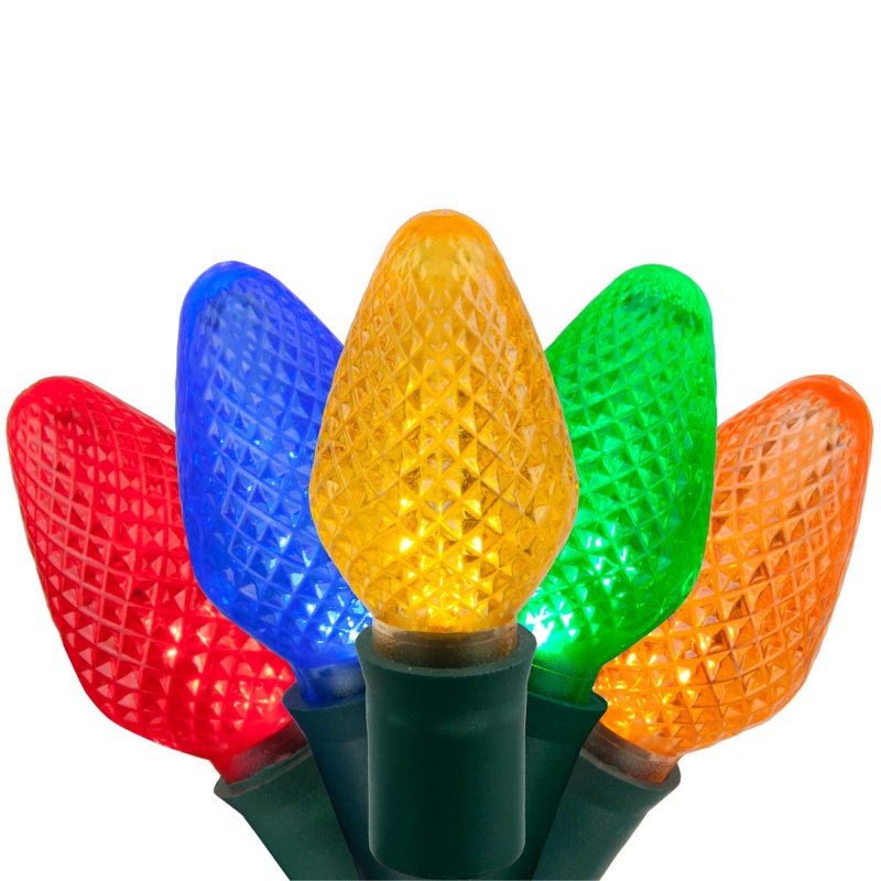 C7 Multi Color Led Christmas Lights On Green Wire