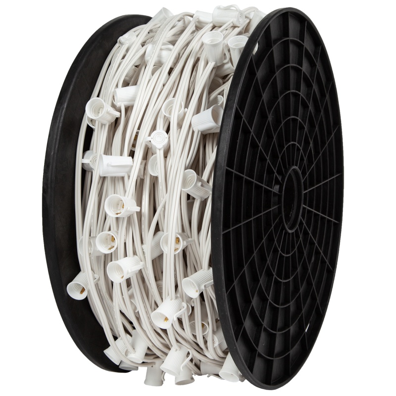E12 Candelabra Light Spool, White Wire