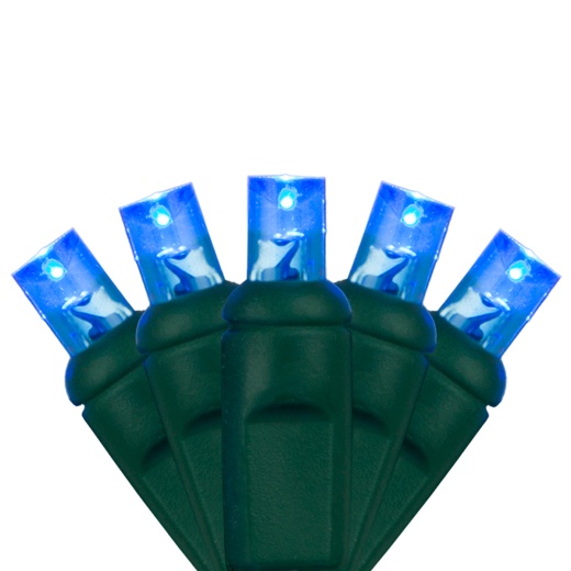 5Mm Wide Angle Blue Led Christmas Lights On Green Wire