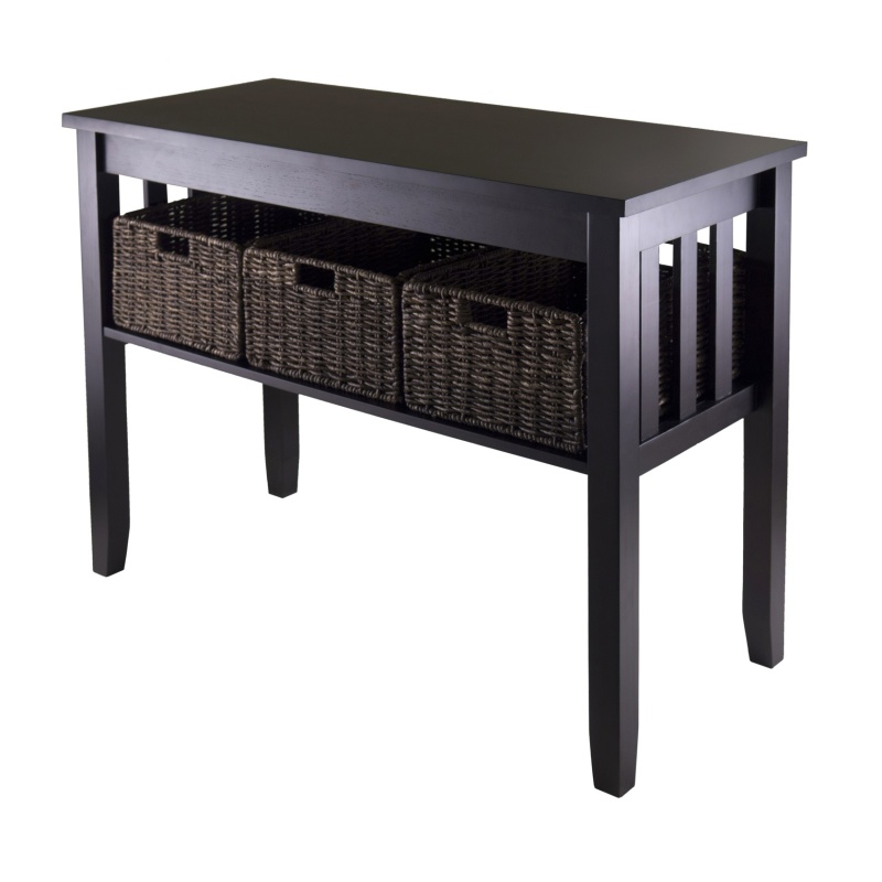 Morris Console Table with 3 Foldable Corn Husk Baskets