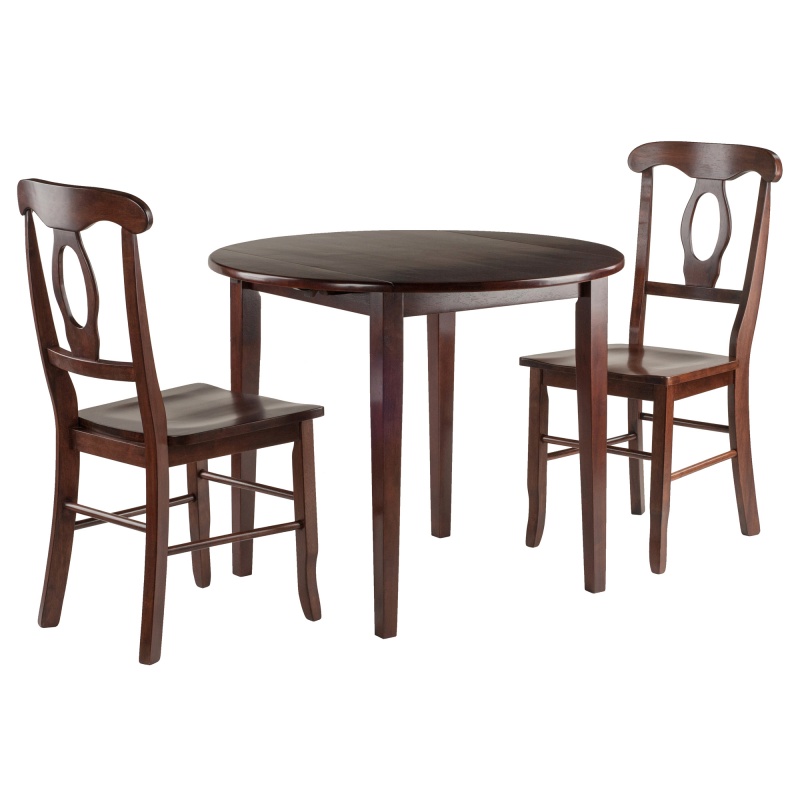 Clayton 3-Pc Drop Leaf Table with Key Hole-back Chairs