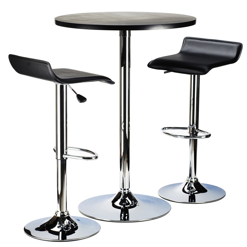 Spectrum Round Pub Table with 2 Height-Adjustable Swivel Stools