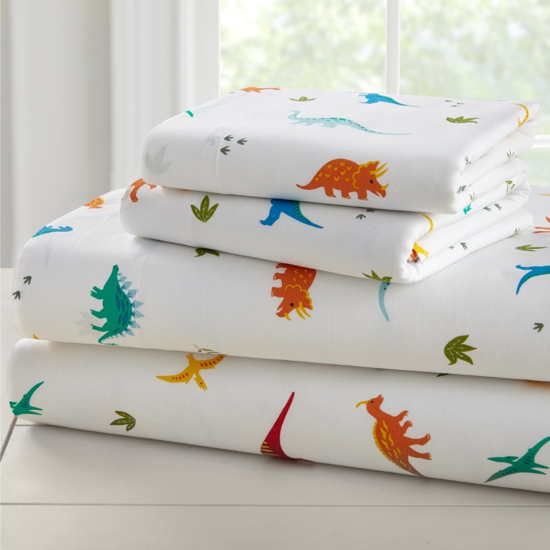 Jurassic Dinosaurs 100% Cotton Flannel Sheet Set - Toddler