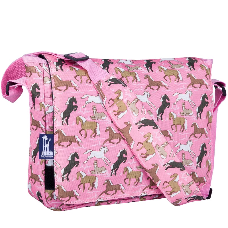 Horses In Pink 13 Inch X 10 Inch Messenger Bag