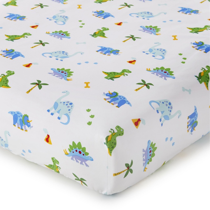 Dinosaur Land 100% Cotton Flannel Fitted Crib Sheet