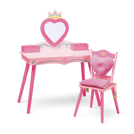 Wildkin Princess Vanity Table & Chair Set - Pink