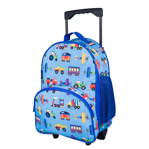 Wildkin Trains, Planes and Trucks Blue Rolling Luggage