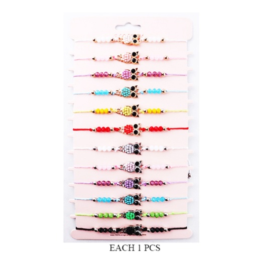 Owl Accented Adjustable Bracelets - 12Pcs Assorted Colors
