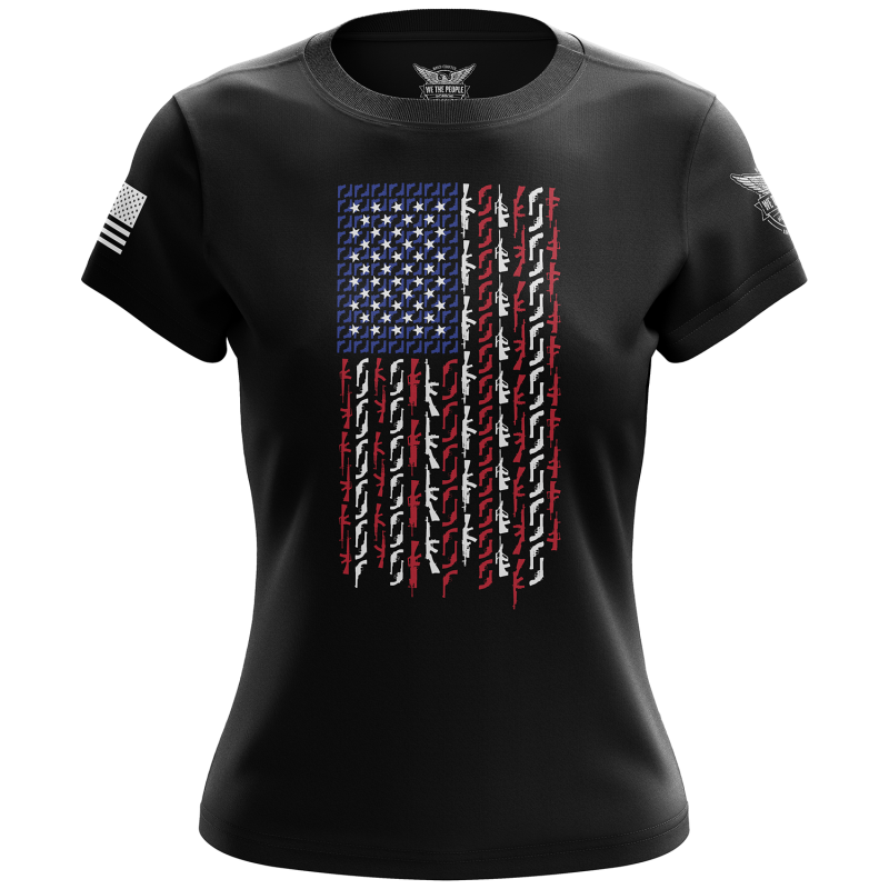 American Flag In Guns - Patriotic Colors Women's Short Sleeve Shirt