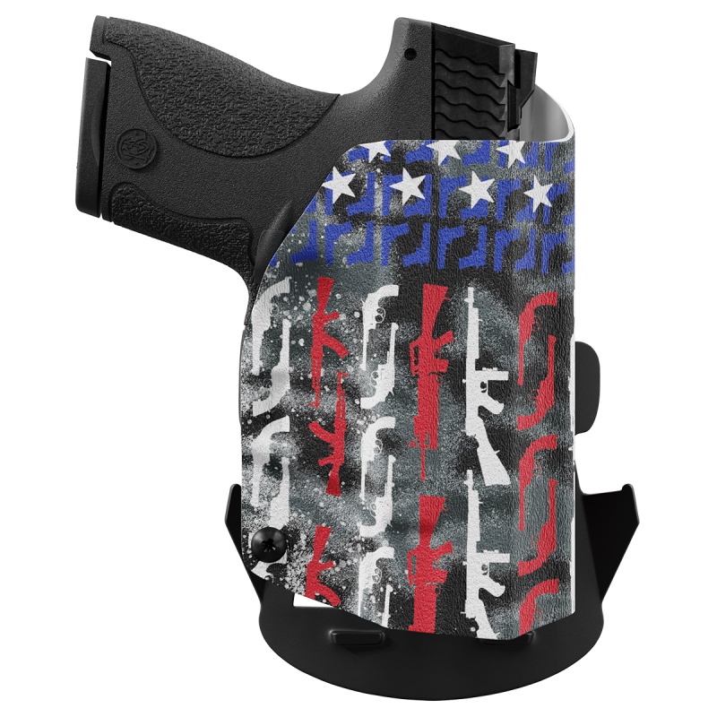 American Flag In Guns Patriotic Colors Custom Printed Holster - Owb Kydex Holster