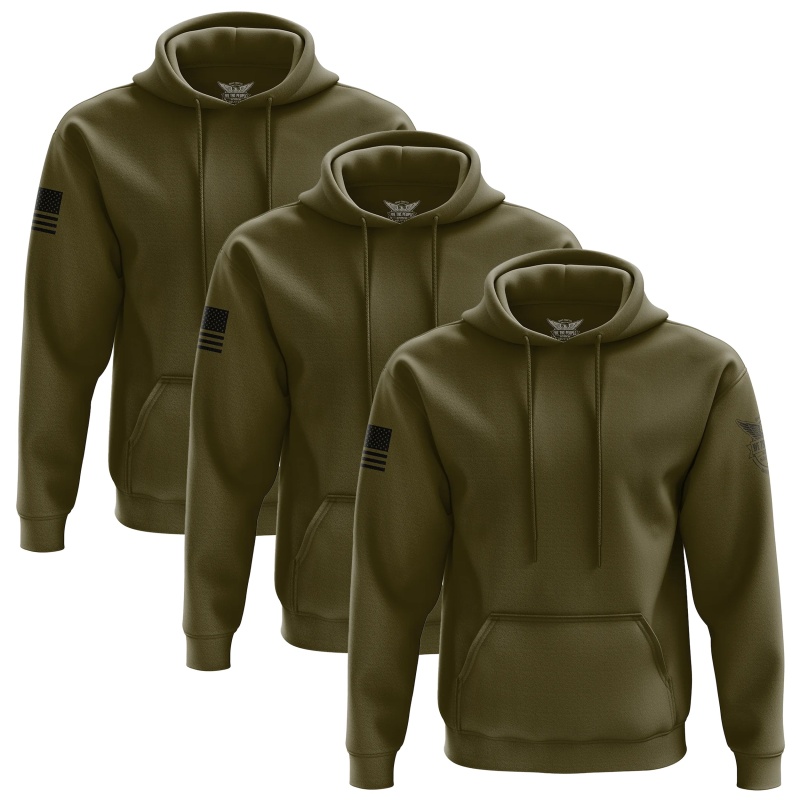 Basic - Olive + Black Hoodie Bundle (3 Pack)