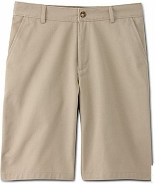 Young Men's School Uniform Flat Front Twill Shorts In Khaki By