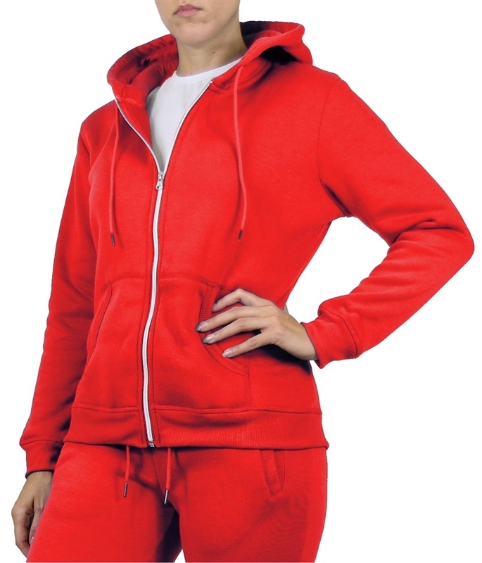 Wholesale Women's Full Zip Fleece-Lined Hoodie - Red, Case Of 24