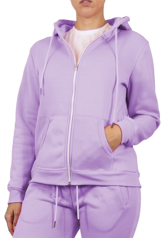 Wholesale Women's Full Zip Fleece-Lined Hoodie - Lavender, Case Of 24