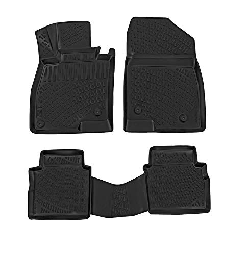3D Rubber All Weather Floor Mat Set Compatible With Mazda - Mazda3 2014-2018