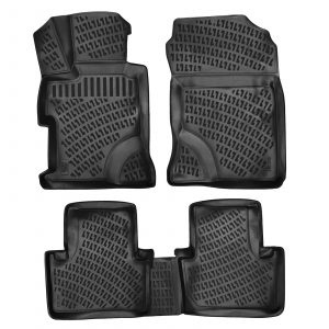 3D Rubber All Weather Floor Mat Set Compatible With Honda Civic Sedan 2012-2015