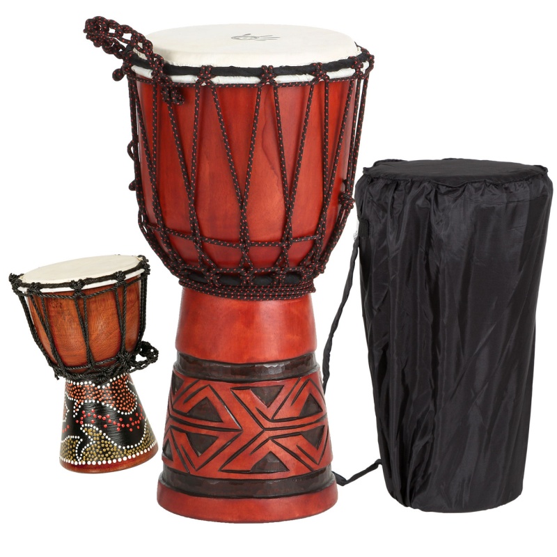 X8 Celtic Labyrinth Backpacker Djembe Drum With Free Mini Djembe & Tote Bag