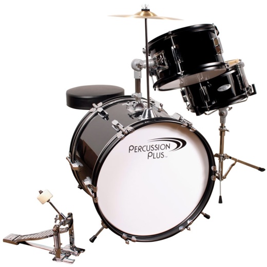 Percussion Plus 3-Piece Junior Drum Set with Cymbal and Throne
