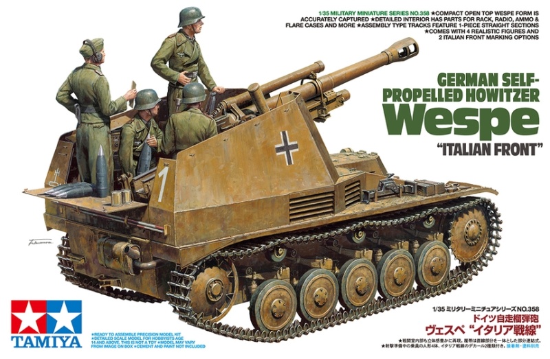 Tamiya German Self-Propelled Wespe "Italian Front" Howitzer Plastic Model Kit, 1/35 Scale