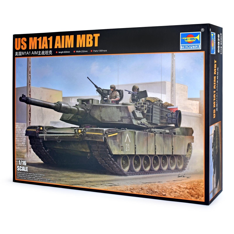Trumpeter Us M1a1 Aim Mbt Tank Plastic Model Kit, 1/16 Scale