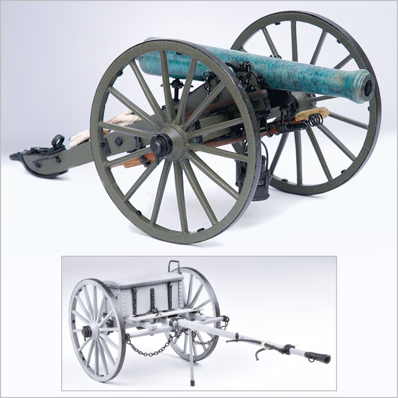 U.S.Civil War Napoleon Cannon & Limber Ammo Cart Combo Kit, 1/16 Scale