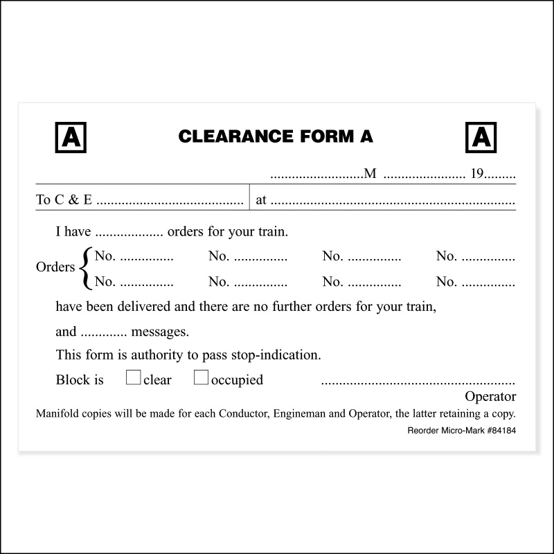 Clearance Form A (Pkg. Of 5 Pads)