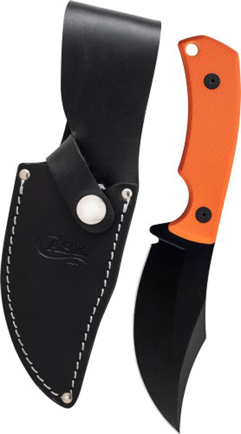 Case Knives Hunter Ct3 Orange Textured G10 & Leather Sheath