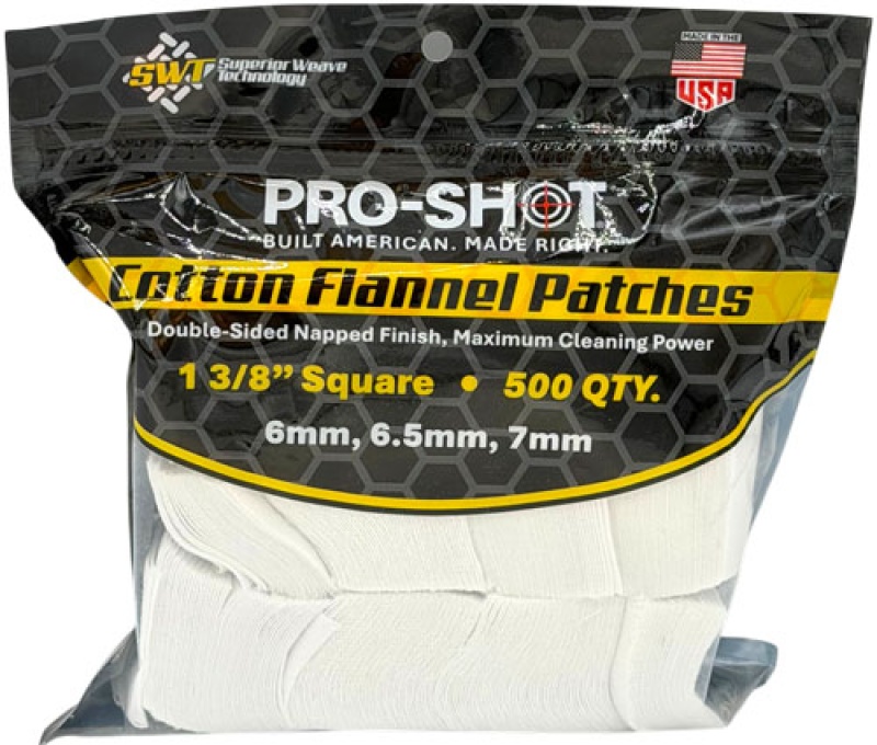 Pro Shot Cleaning Patch Cotton Flannel 6Mm-7Mm 1 3\/8\" 500Ct