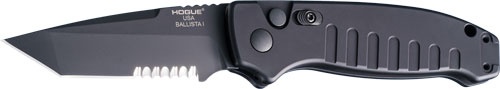 Hogue Ballista-I Button Auto Tanto Prt. Serrated Matte Blk