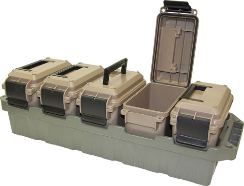 Mtm 5-Can Ammo Crate Mini W\/5 Ac15 Mini Ammo Cans Grn\/Dk Ert