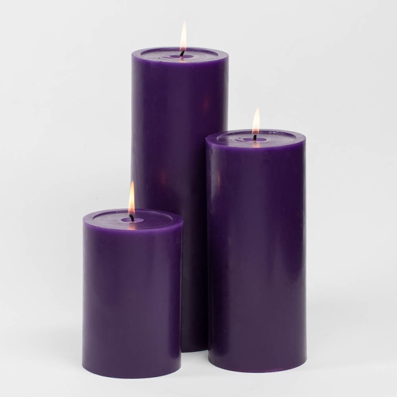 Richland Purple Pillar Candles Set of 3
