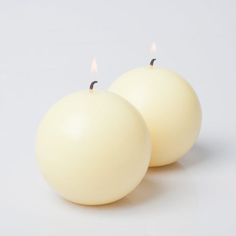 Richland 3" Ivory Sphere Candle Set of 24