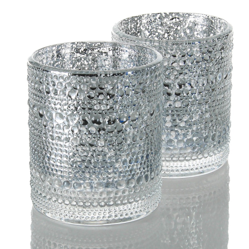 Richland Mercury Candle Holder Pearly Silver Large Set Of 6
