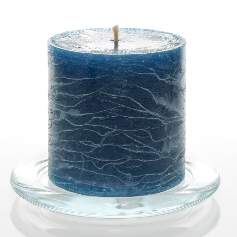 Richland Rustic Pillar Candle 3" x 3" Navy Blue