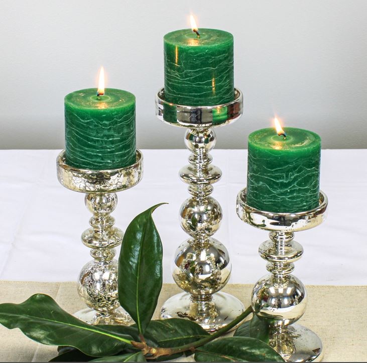 Richland Rustic Pillar Candle 3" x 3" Dark Green Set of 24