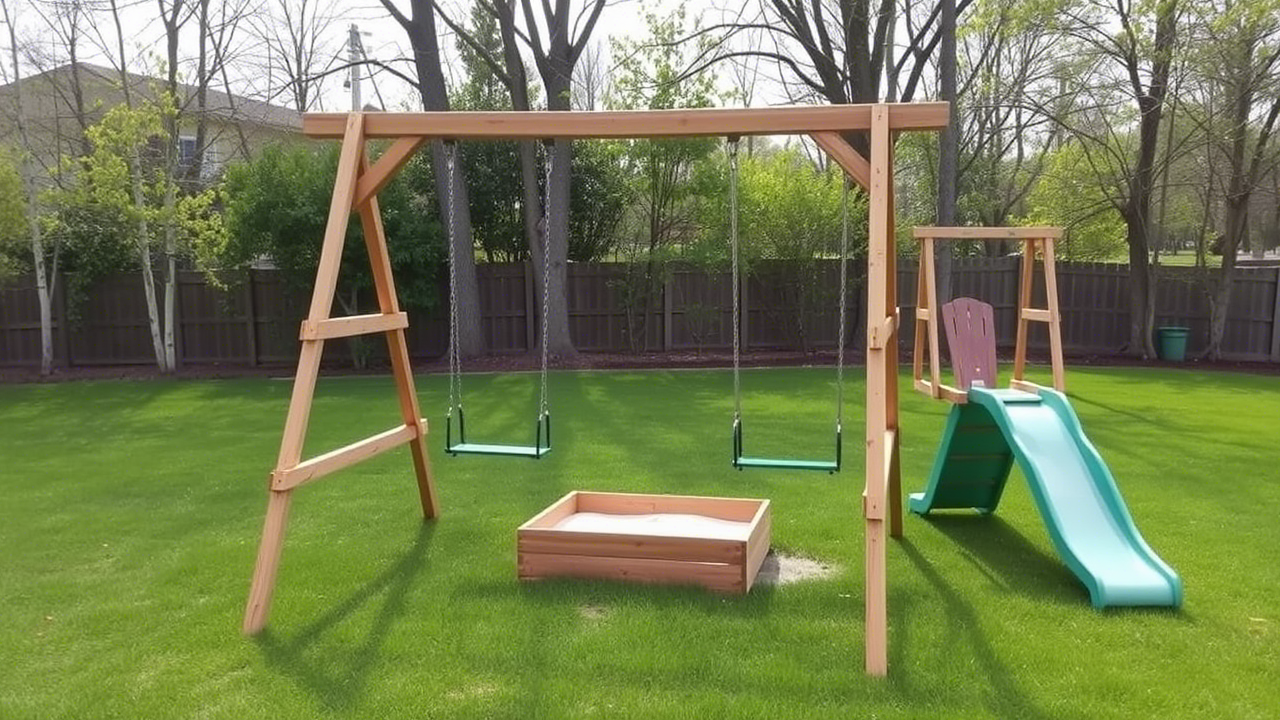 wooden swing set