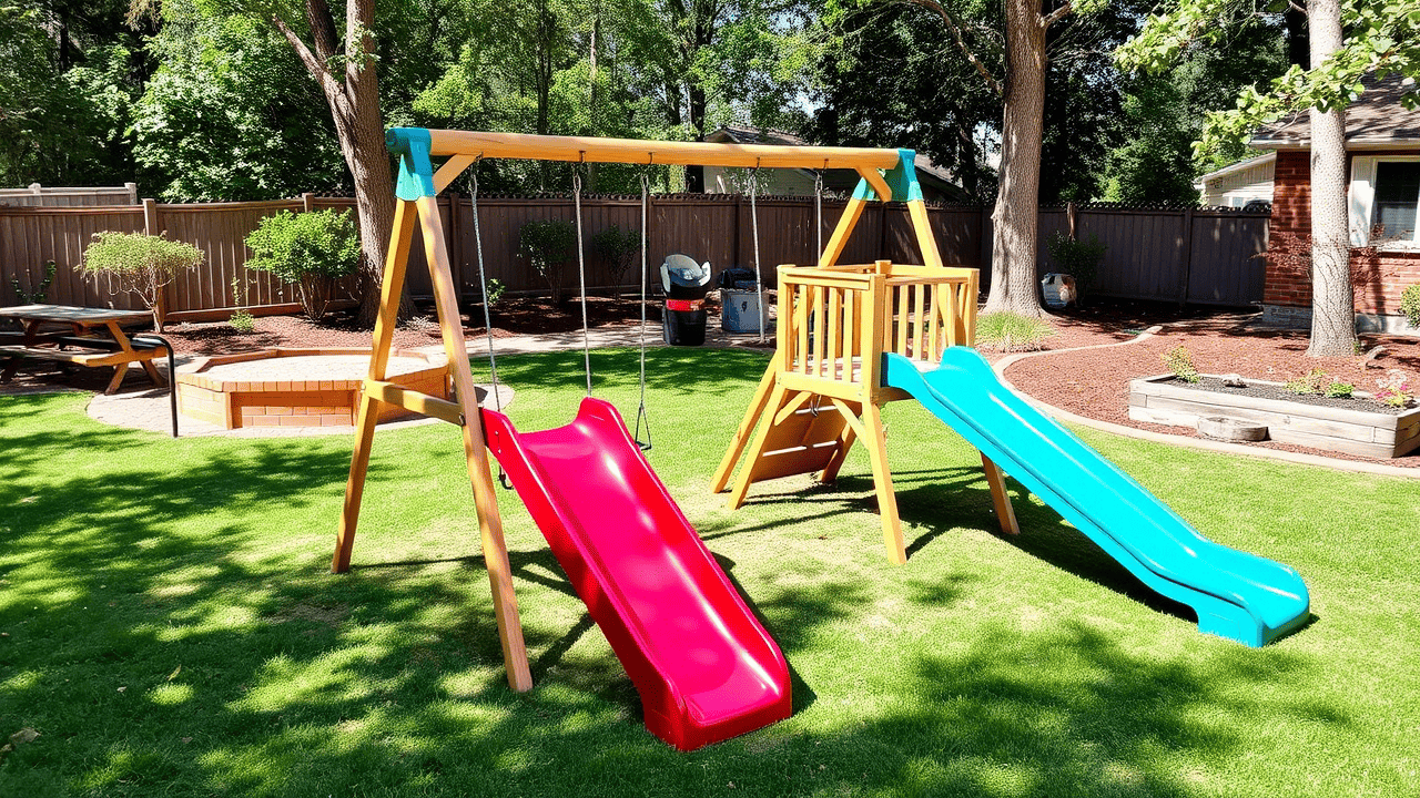 Swing Set with Two Slides