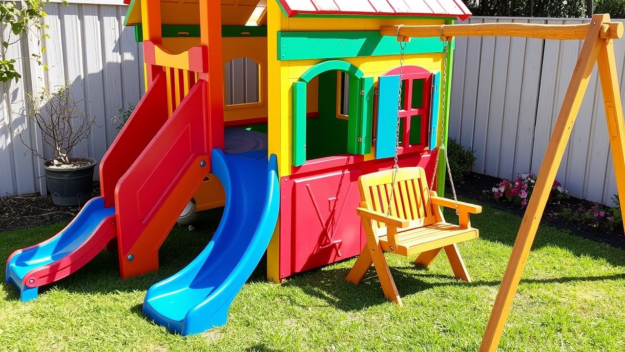 play house with slide and swing